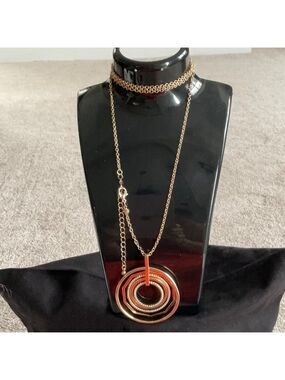 Gold Geometric Statement Long Necklace